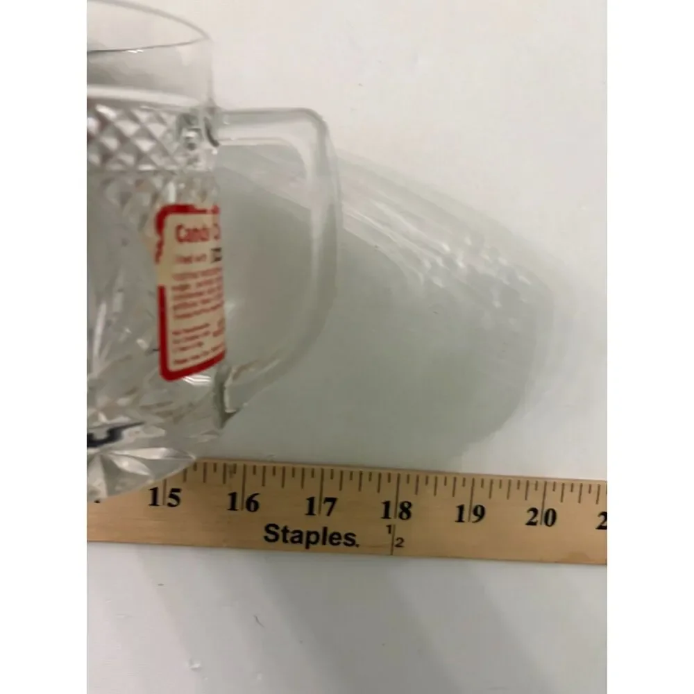 vtg clear glass mini beer mug shot glass with diamond cut pattern